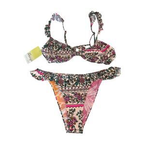 MAAJI ORNAMENTAL REVERSIBLE RUFFLE BIKINI SET NWT SIZE XL FLORAL